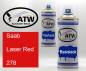 Preview: Saab, Laser Red, 278: 400ml Sprühdose + 400ml Klarlack - Set, von ATW Autoteile West.